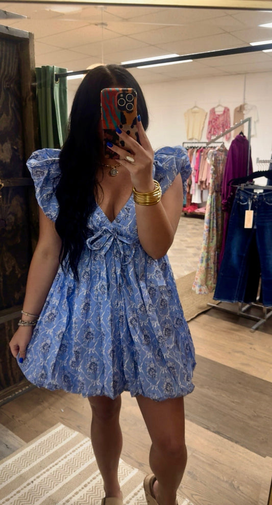Blue Willow Bow Dress