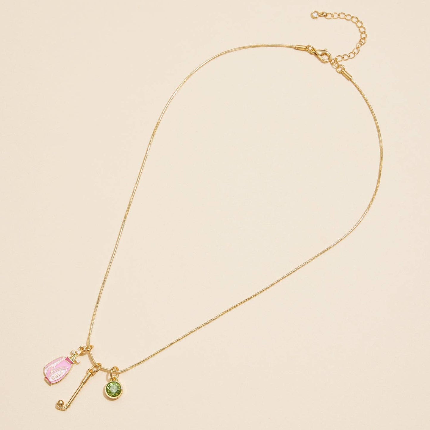 Golf Lover's Gold Charm Necklace