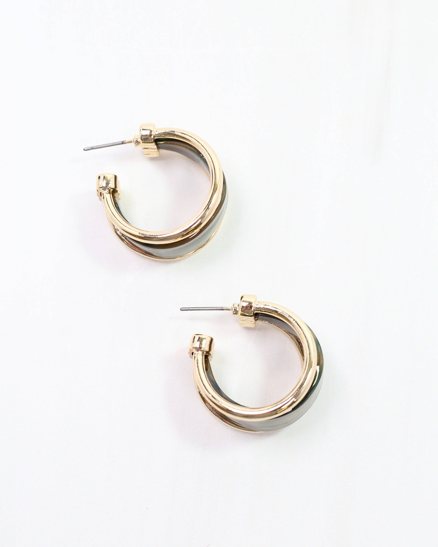 Caroline Hill - Daphne Gold Trimmed Hoop Green