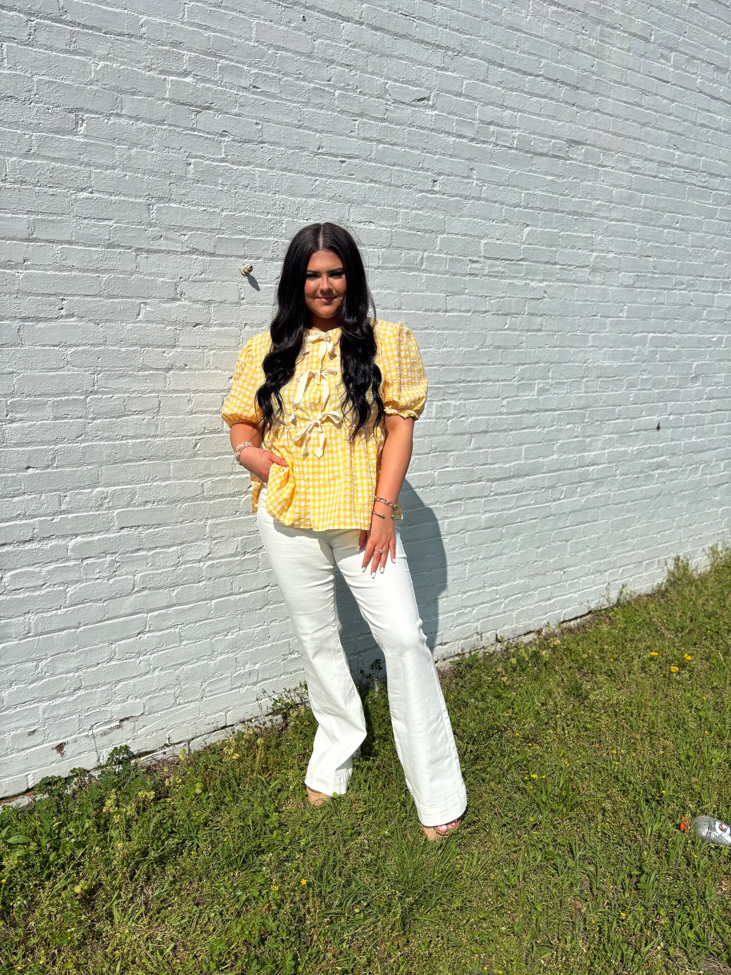 Gingham Blouse With Bows