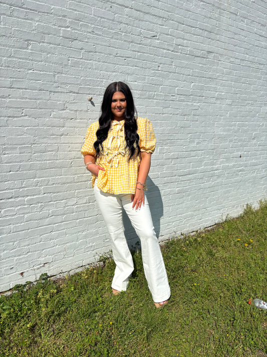 Gingham Blouse With Bows