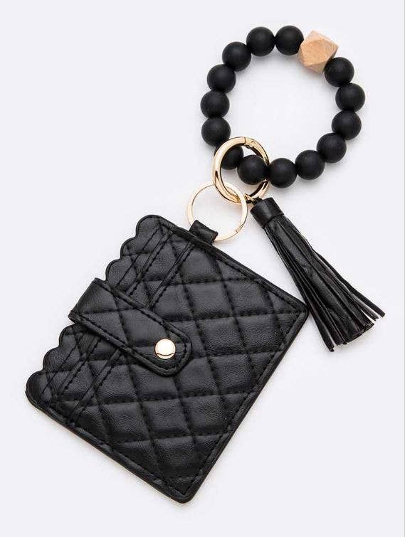 Quilted Beaded Keychain Bracelet Wallet