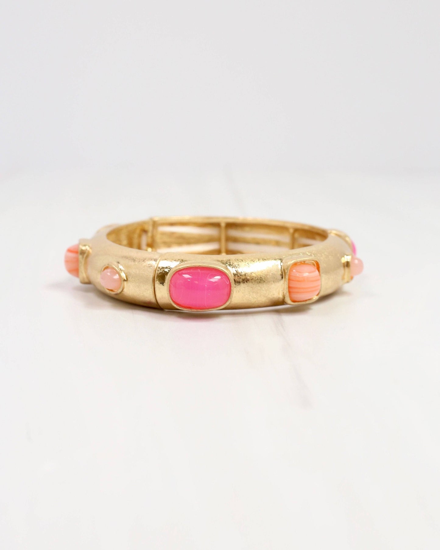 Caroline Hill - Really Regal Stone Stretch Bracelet Pink