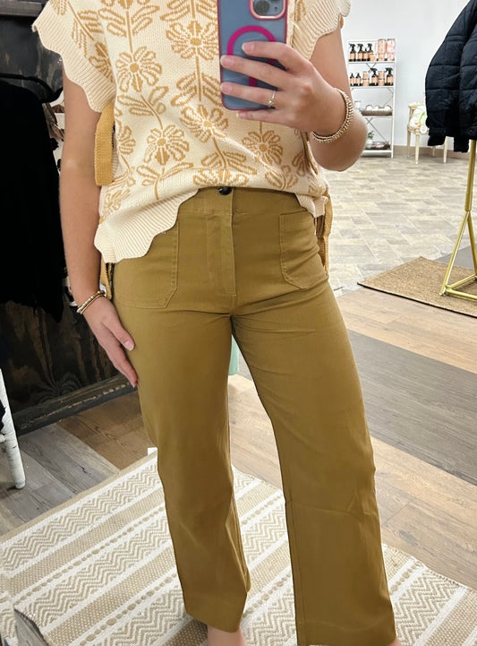 HIGH WAIST CROPPED WIDE LEG PANTS