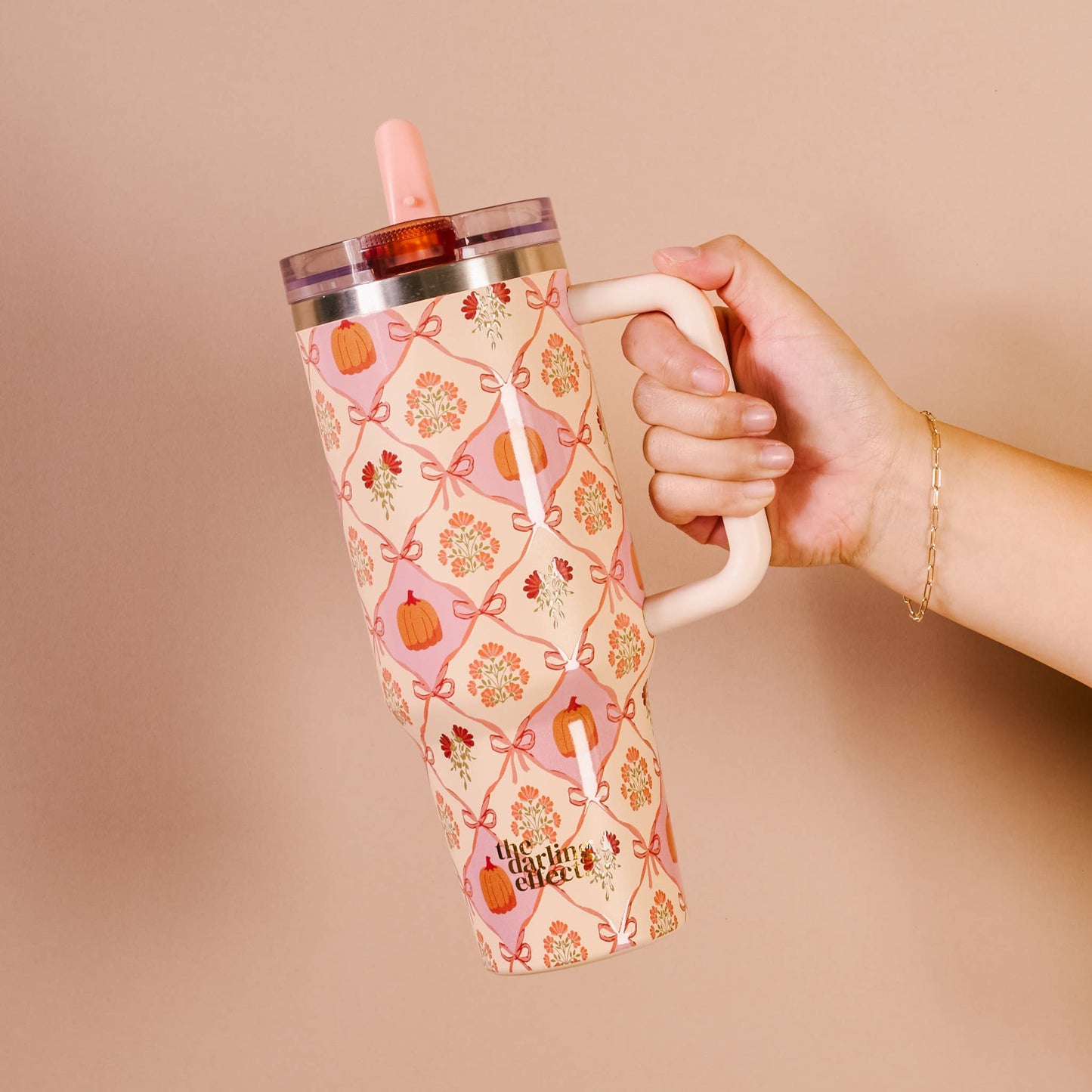 The Darling Effect - 40 oz Lifestyle Flip Straw Tumbler-Patchwork Pumpkins
