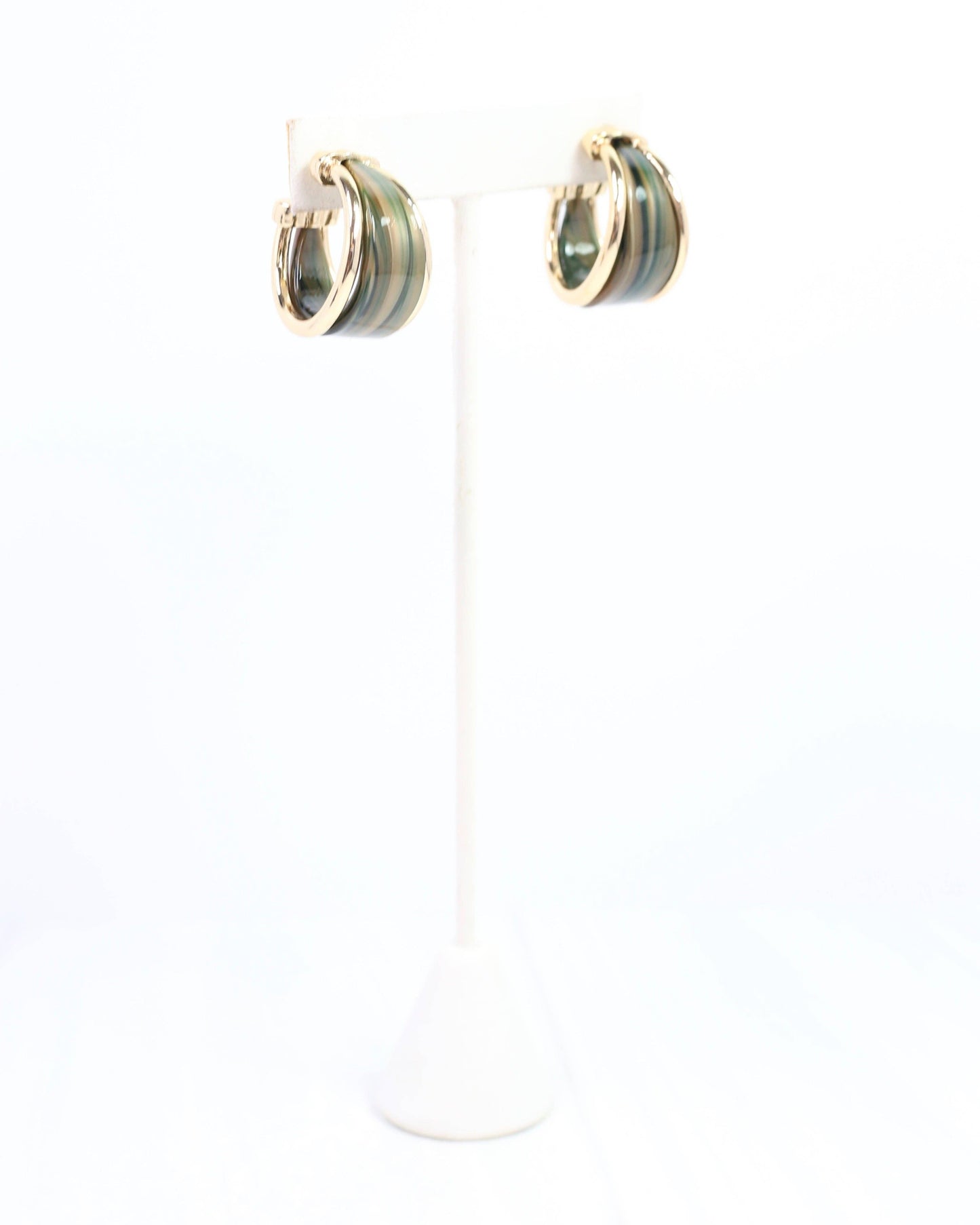 Caroline Hill - Daphne Gold Trimmed Hoop Green