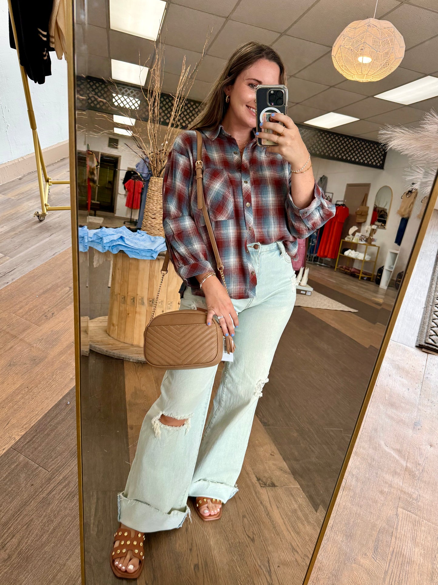 Brown Plaid Top