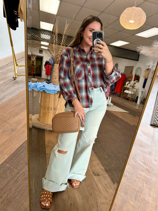 Brown Plaid Top