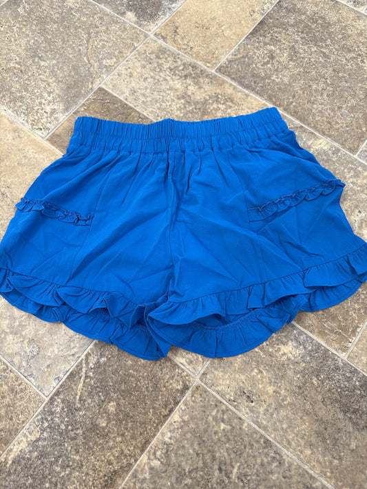 Blue Ruffle Shorts