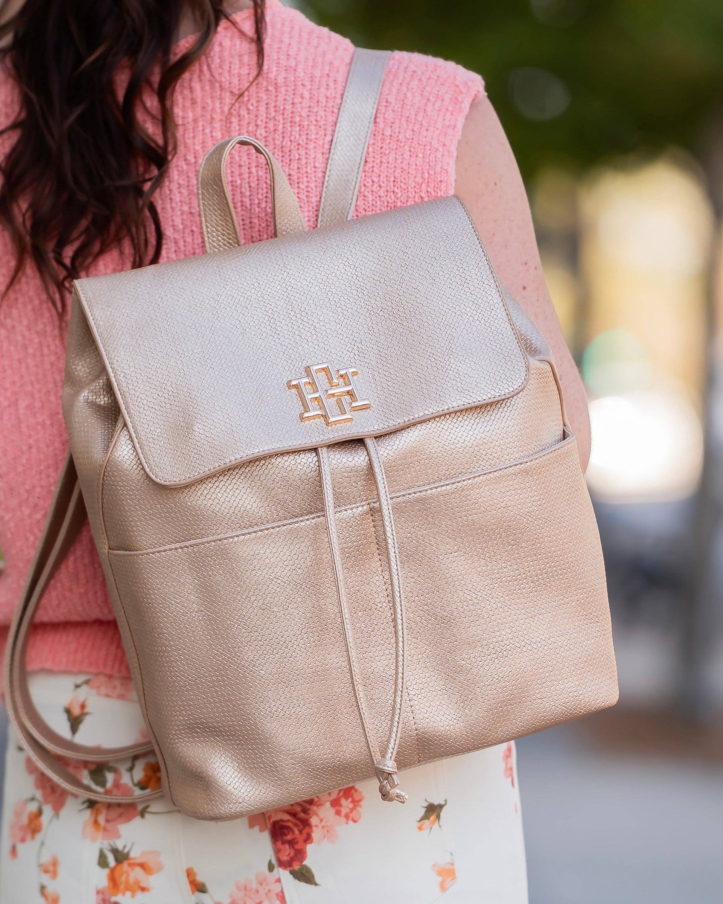 Caroline Hill - Bennett Backpack Woven Gold