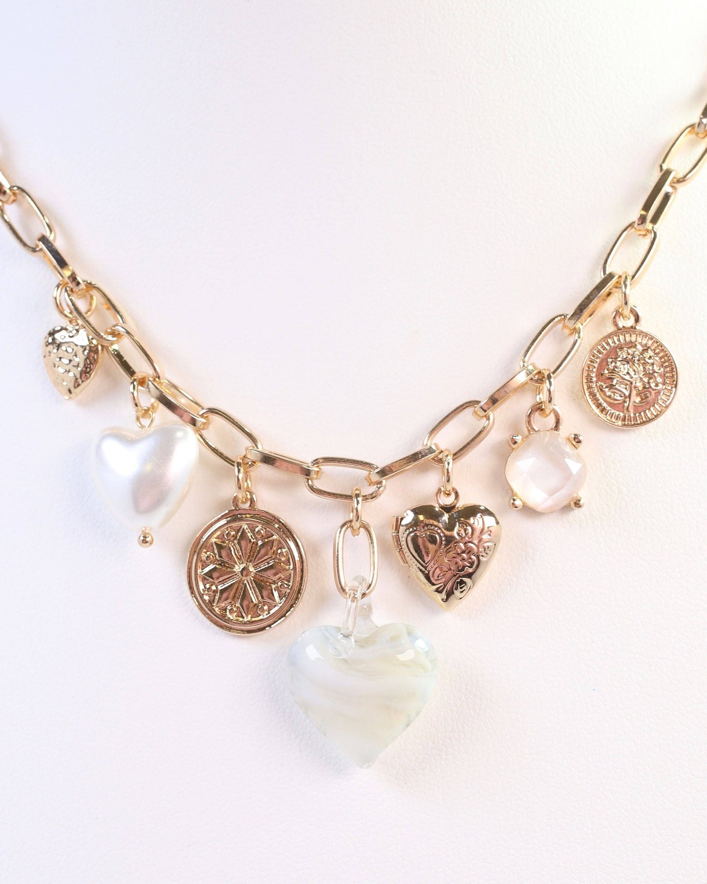 Caroline Hill - Linden Heart Charm Necklace Gray
