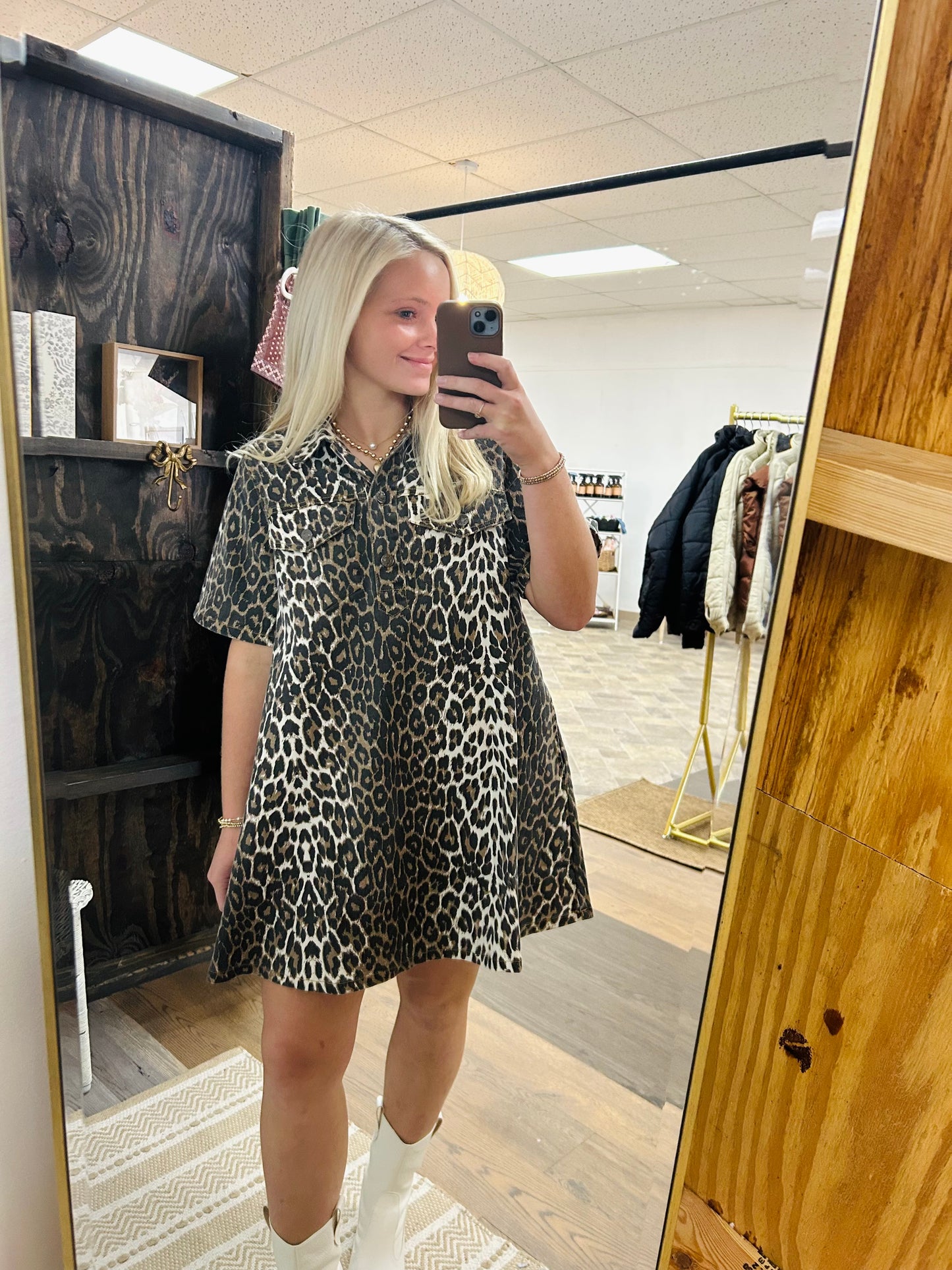 Denim Leopard Dress