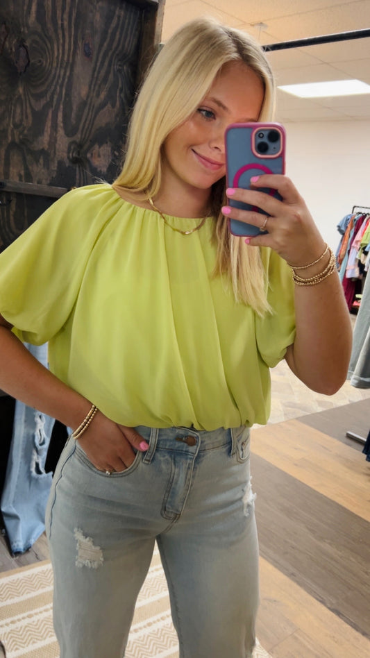 Lime Open Back Crop