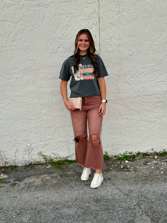 VERVET by FLYING MONKEY - 90'S VINTAGE SUPER HIGH RISE CROP FLARE JEANS
