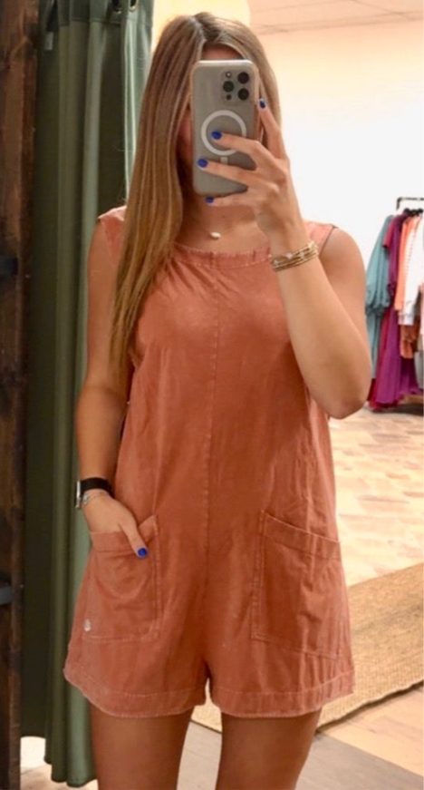Tailgate Romper- Vintage Orange