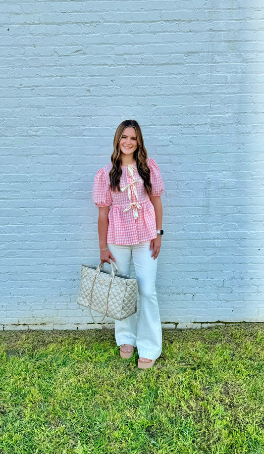 Gingham Blouse With Bows