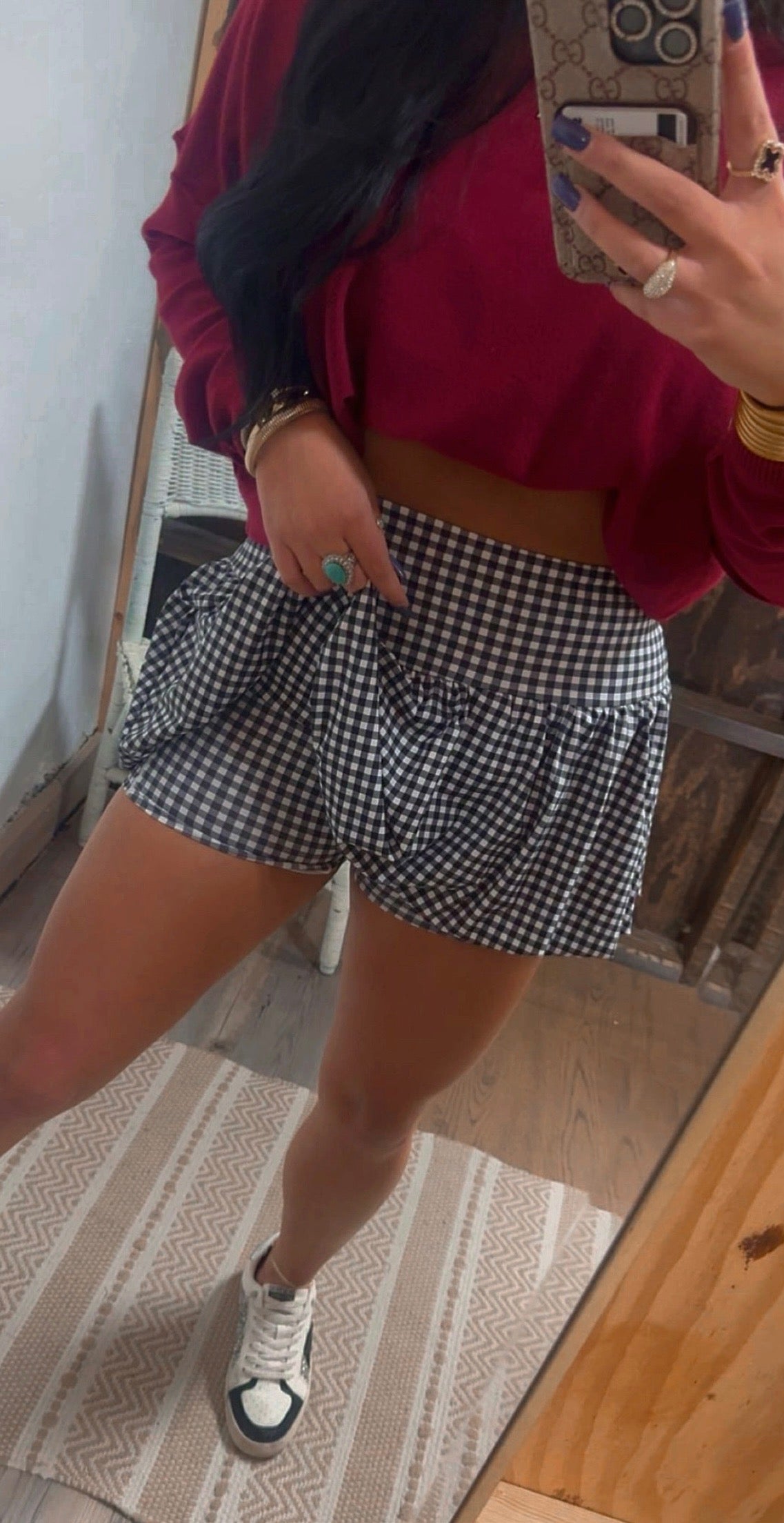 Gingham Print Bubble Skirt