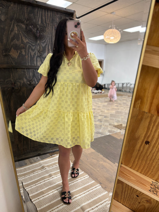 V-Neck Checkered Dress