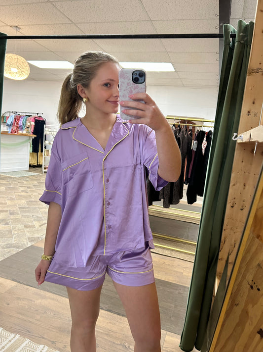 Lavender Satin Pajamas