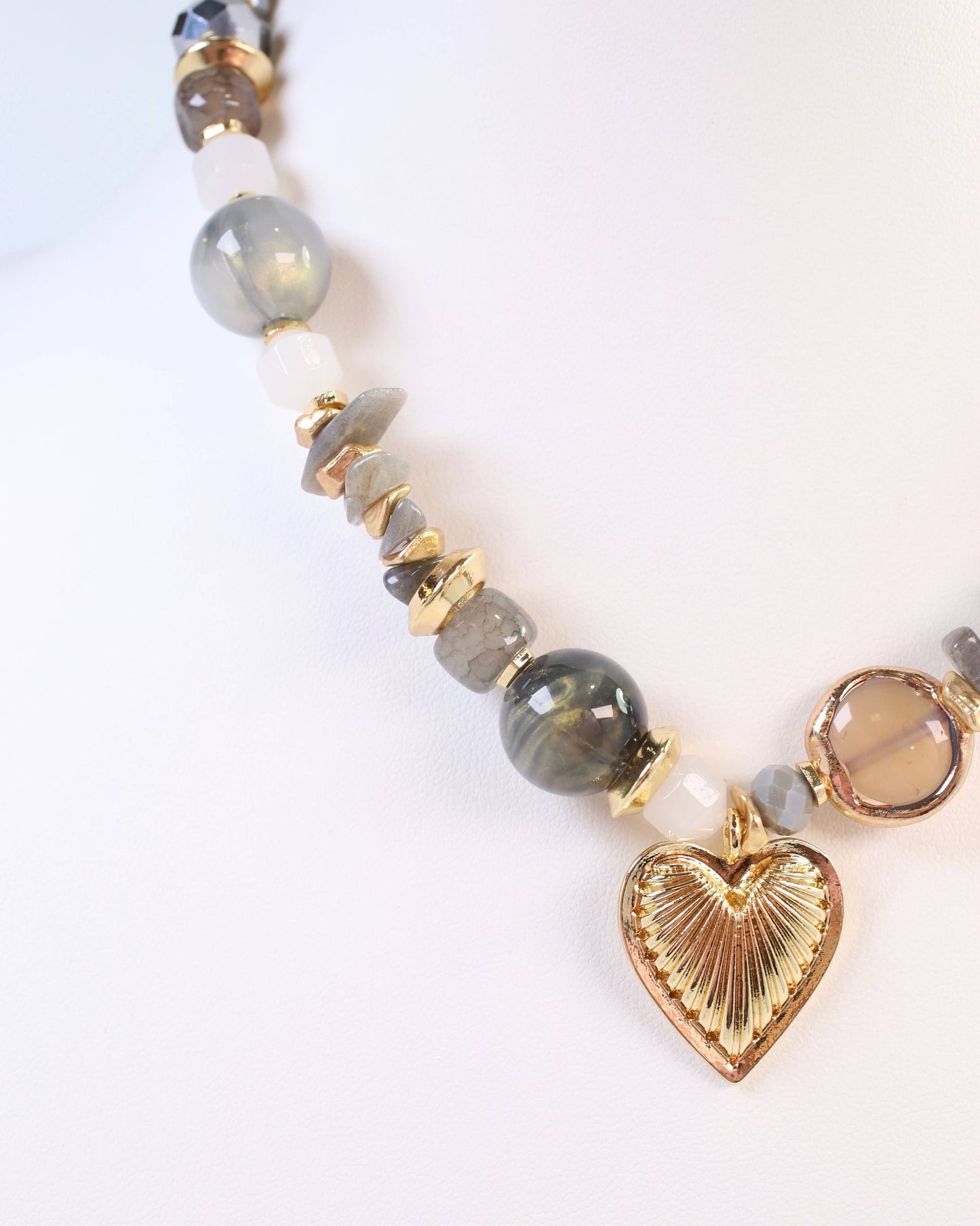 Caroline Hill - Sarasota Stone Charm Necklace Gray