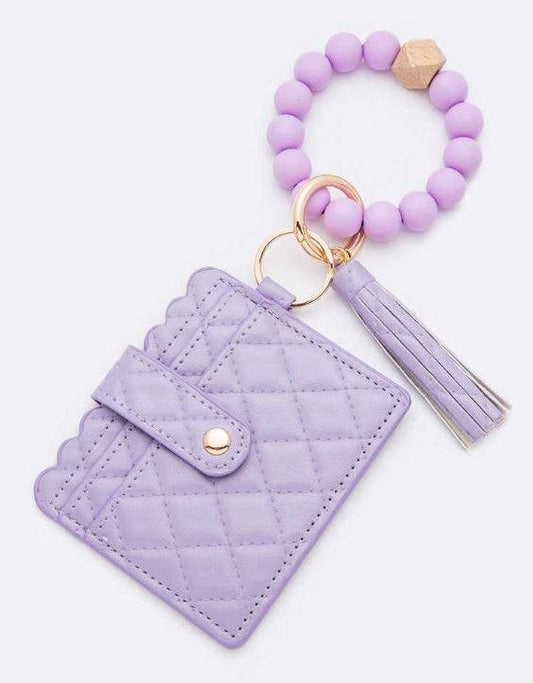 Quilted Beaded Keychain Bracelet Wallet