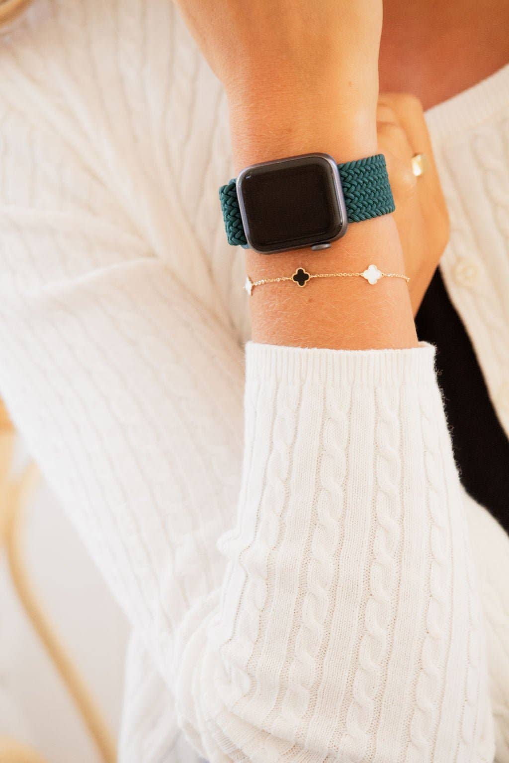 Teal Thick Weaved Adjustable Elastic Watch Band