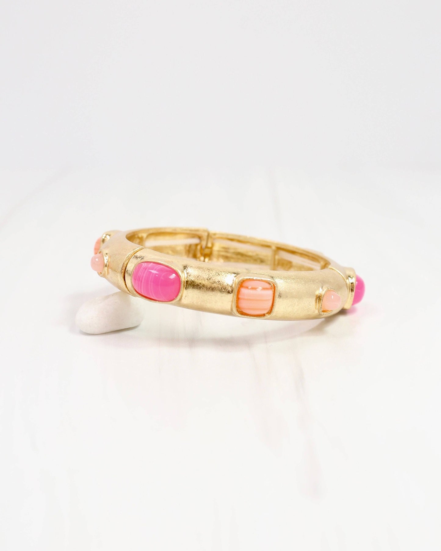 Caroline Hill - Really Regal Stone Stretch Bracelet Pink