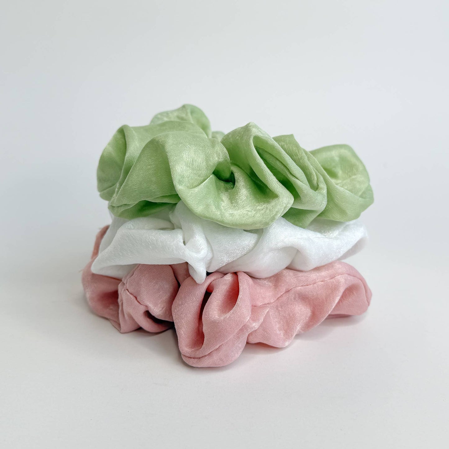 Adorro - Spring Satin Scrunchies (Set of 3)