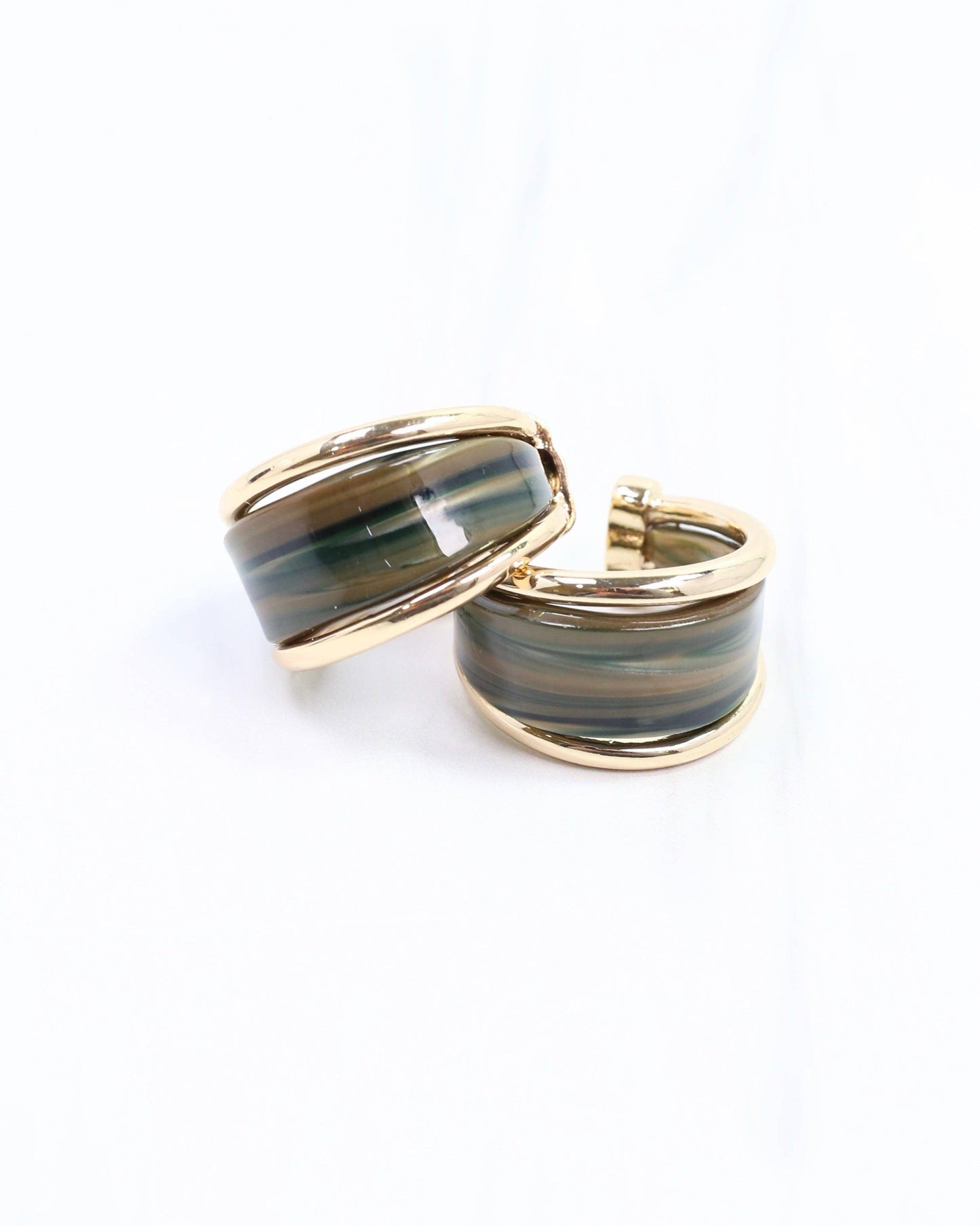 Caroline Hill - Daphne Gold Trimmed Hoop Green