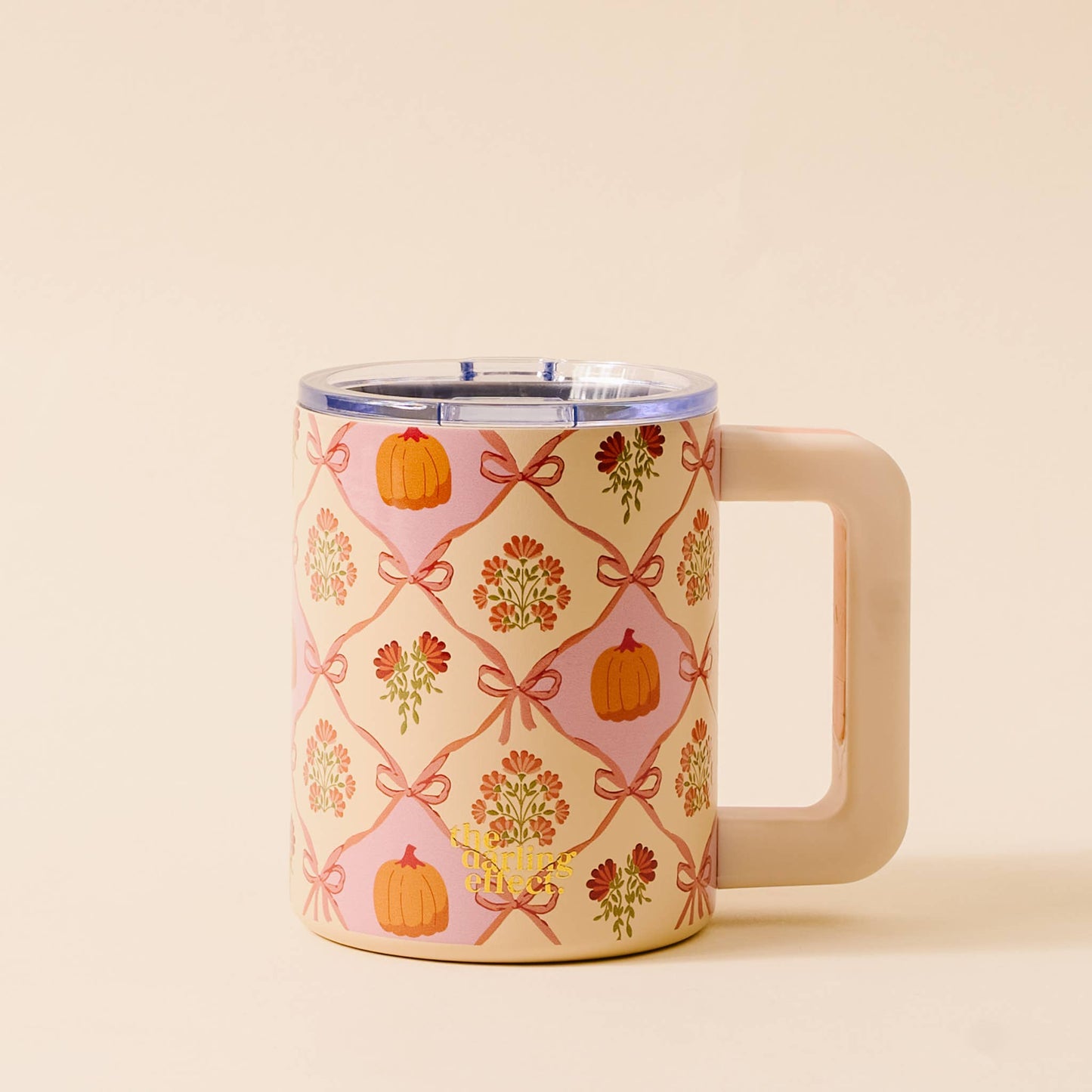 The Darling Effect - 14 oz Insulated Mug-Patchwork Pumpkins