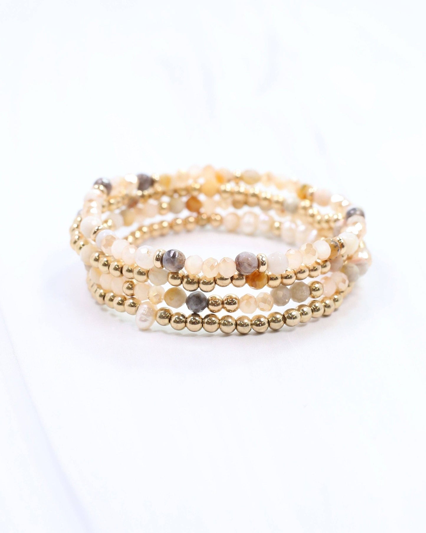 Caroline Hill - Quincy Beaded Bracelet Set Ivory