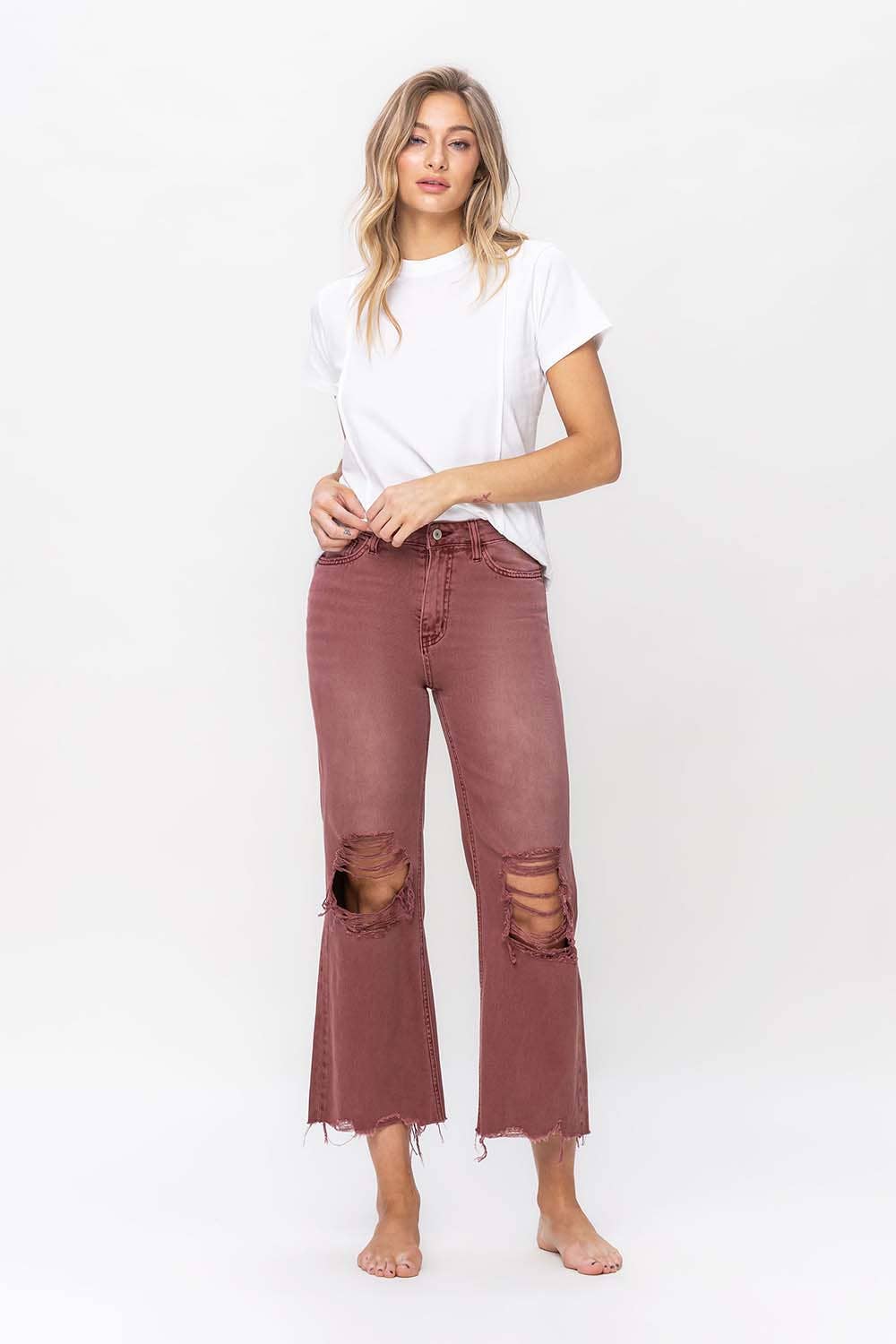 VERVET by Flying Monkey - 90S VINTAGE CROP FLARE JEAN V2736RU: RUSSET BROWN / 31