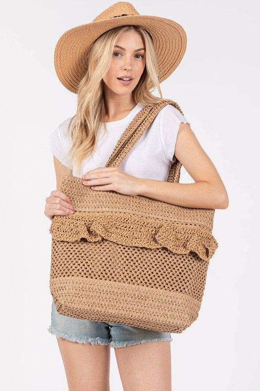 Crochet Straw Tote Bag