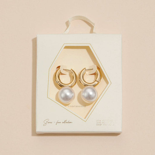 Chunky Pearl Hoop Earrings