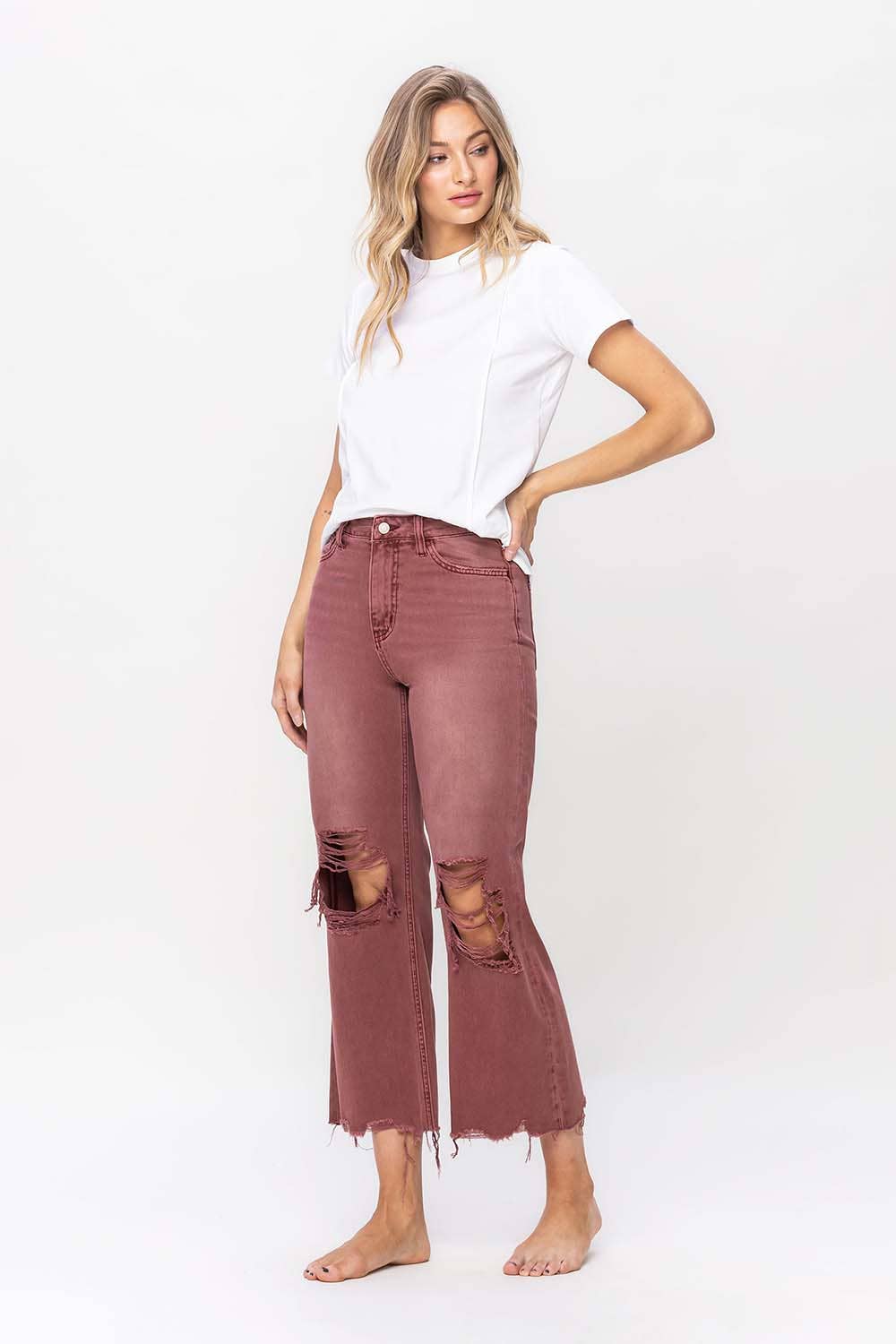 VERVET by Flying Monkey - 90S VINTAGE CROP FLARE JEAN V2736RU: RUSSET BROWN / 31