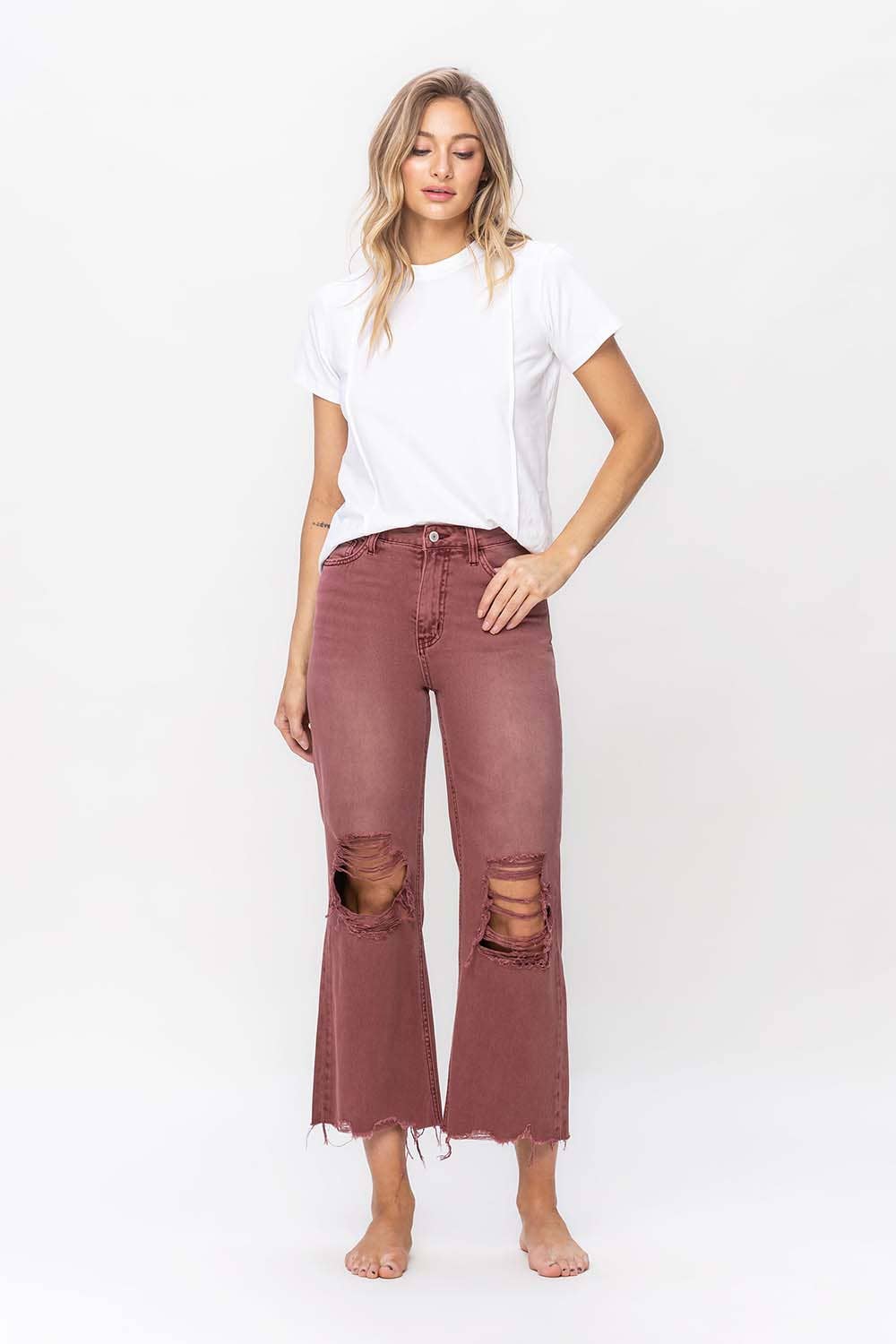 VERVET by Flying Monkey - 90S VINTAGE CROP FLARE JEAN V2736RU: RUSSET BROWN / 31