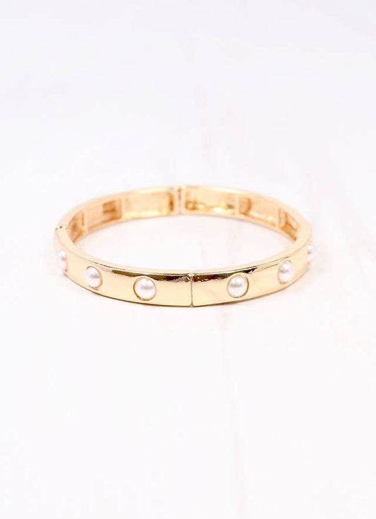 Caroline Hill - Addy Stretch Bracelet with Pearls GOLD